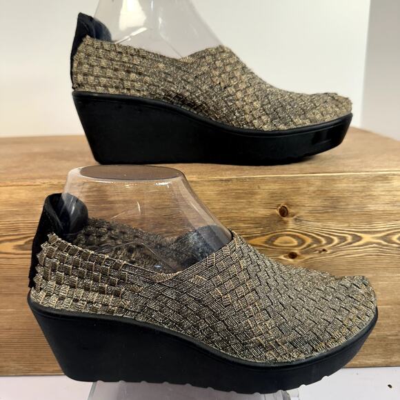 Steven by Steve Madden Betsi Woven Wedge Platform Clog SZ 6.5 Metallic Shoes - Picture 2 of 10